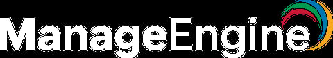 ManageEngine logo with white text and colorful circular icon design