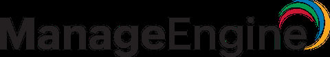 ManageEngine logo with gray text and colorful circular icon